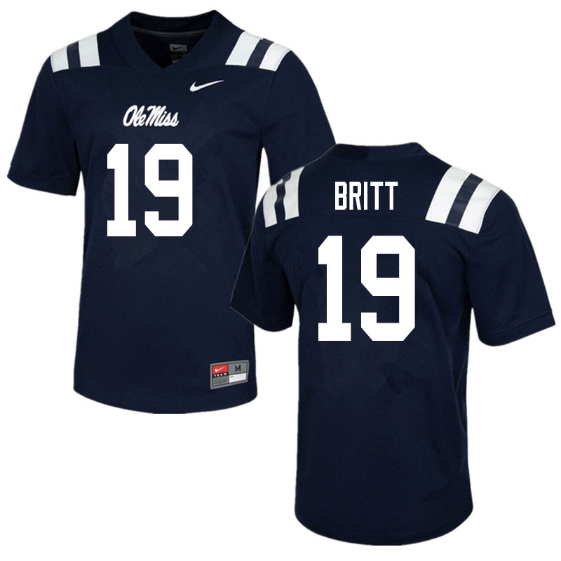 Marc Britt Ole Miss Rebels NCAA Men's Navy #19 Stitched Limited College Football Jersey FHZ0858RJ